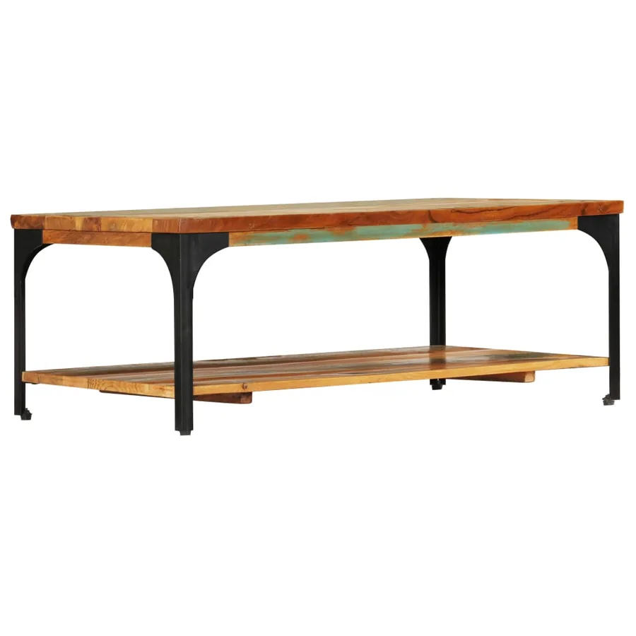 Table basse et étagère 100x60x35 cm Bois de récupération solide - 3