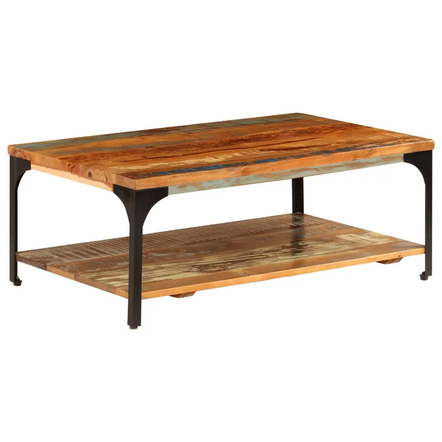 Table basse et étagère 100x60x35 cm Bois de récupération solide - 9