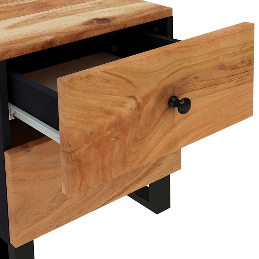 Tables de chevet 2 pcs 40x33x46 cm Bois d'acacia massif - 6