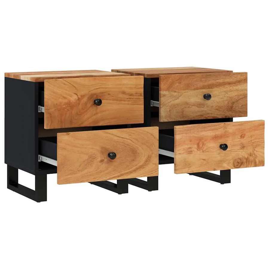 Tables de chevet 2 pcs 40x33x46 cm Bois d'acacia massif - 8
