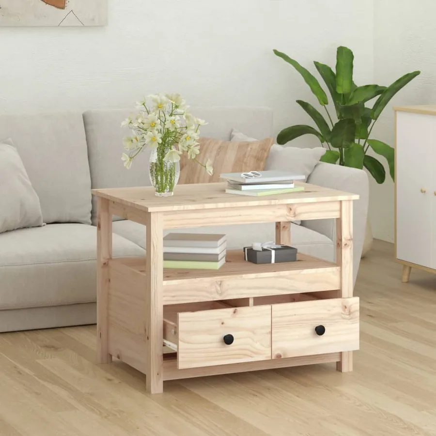 Table basse 71x49x55 cm Bois massif de pin - 4