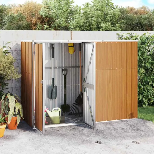 Abri à outils de jardin marron 225x89x161 cm acier galvanisé