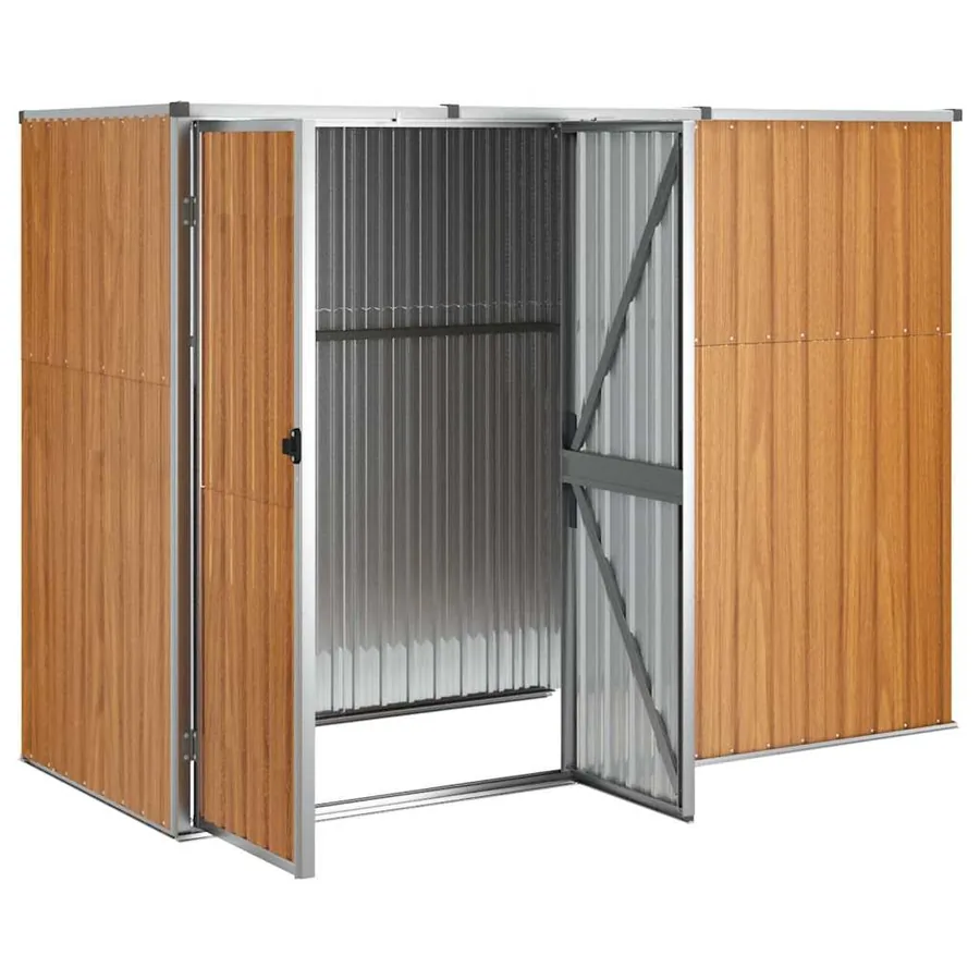 Abri à outils de jardin marron 225x89x161 cm acier galvanisé - 4