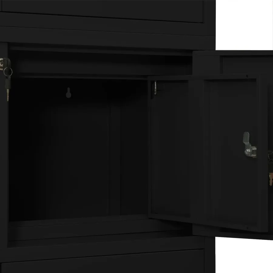 Armoire de bureau Noir 90x40x180 cm Acier - 6