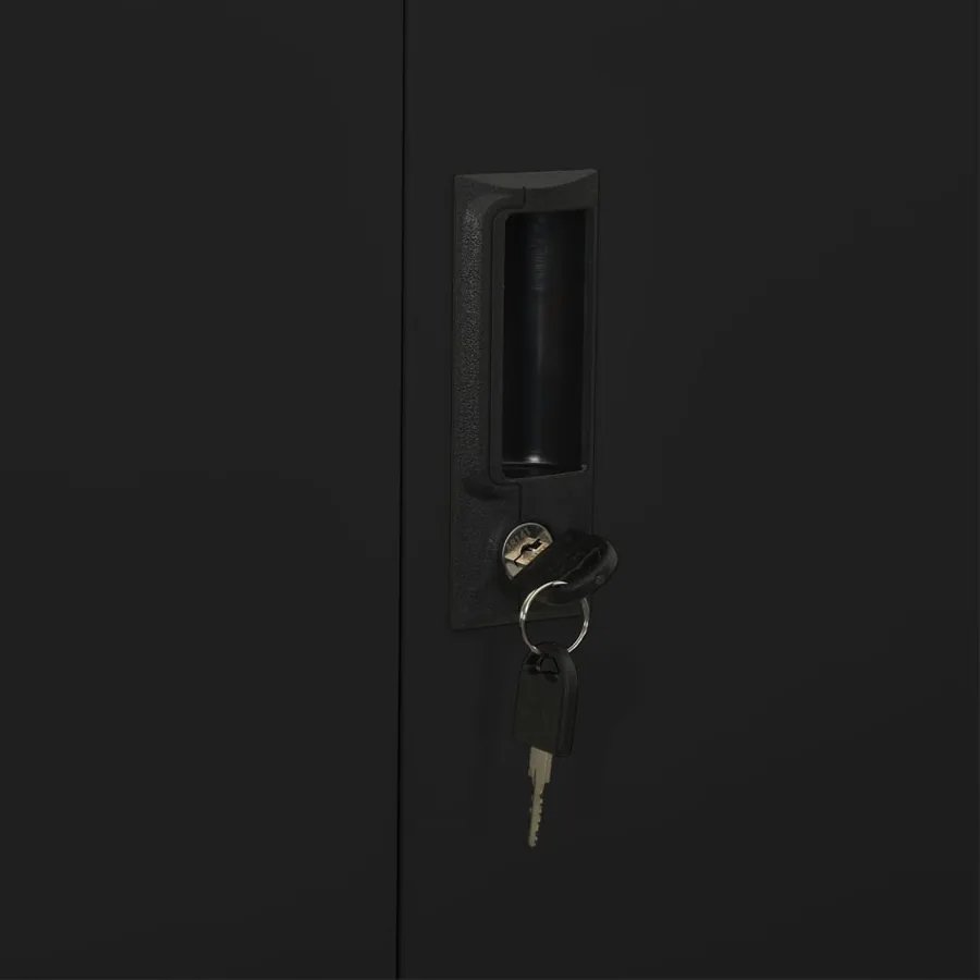 Armoire de bureau Noir 90x40x180 cm Acier - 8