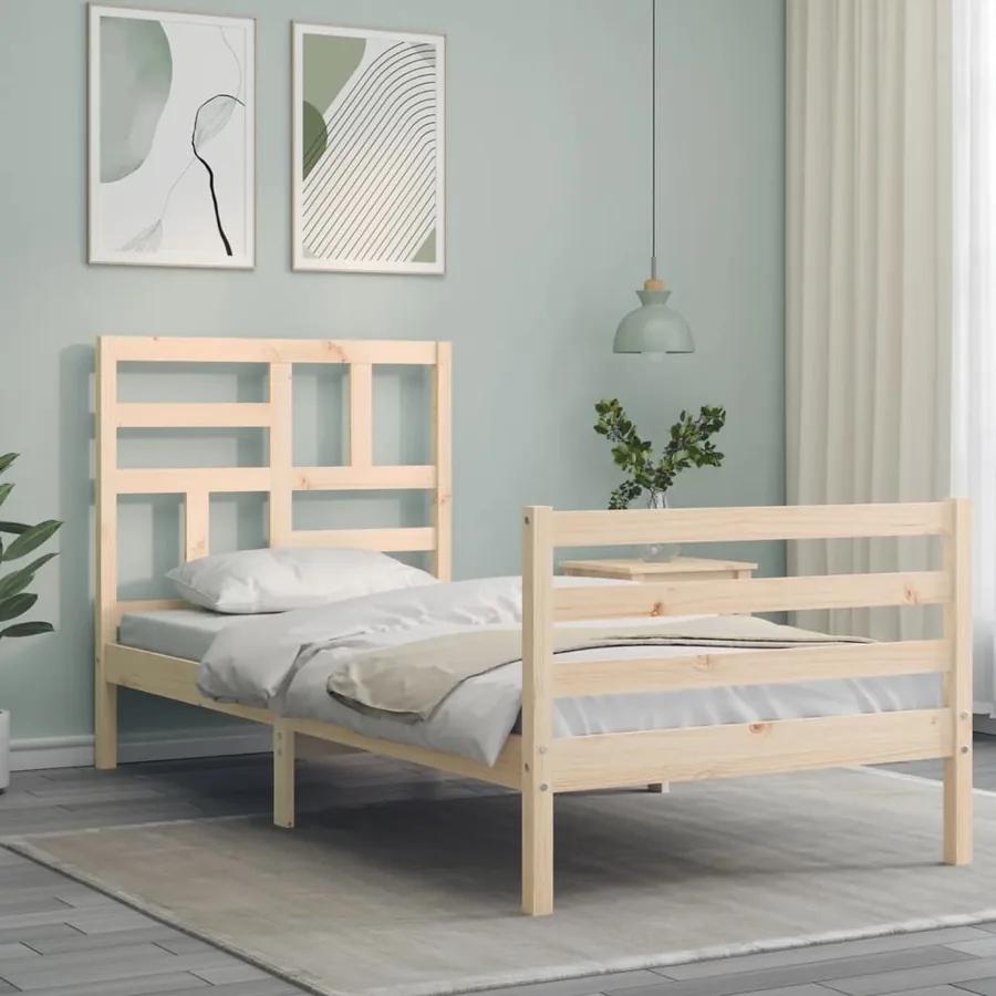 Cadre de lit sans matelas 100x200 cm bois massif - 4