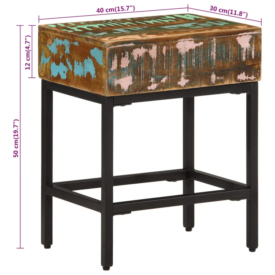 Table d'appoint 40x30x51 cm Bois massif de récupération - 11