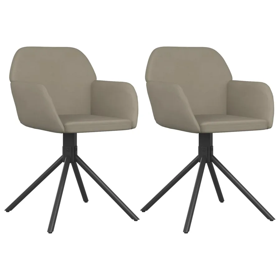 Chaises pivotantes à manger lot de 2 Gris clair Velours - 2