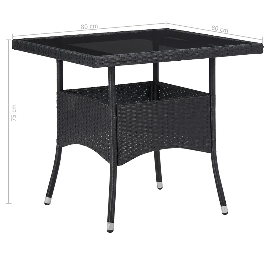 Ensemble à manger d'extérieur 5pcs Noir Résine tressée et verre - 10