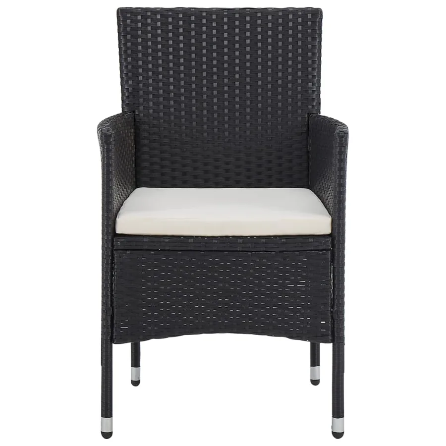 Ensemble à manger d'extérieur 5pcs Noir Résine tressée et verre - 5