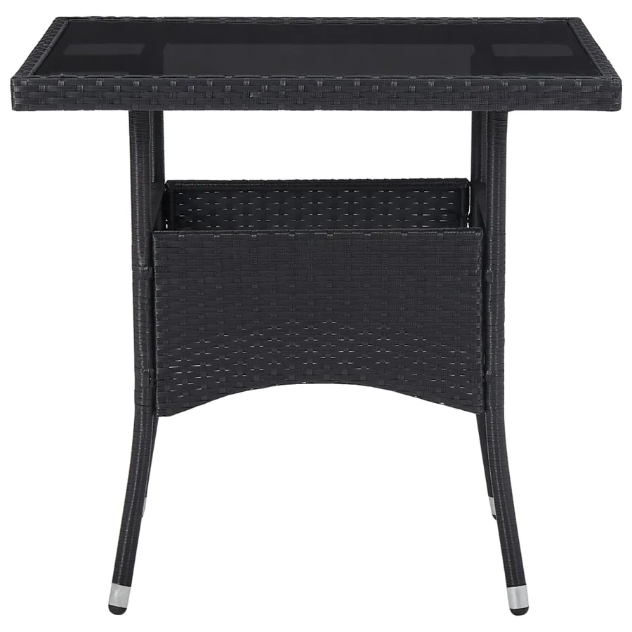 Ensemble à manger d'extérieur 5pcs Noir Résine tressée et verre - 6