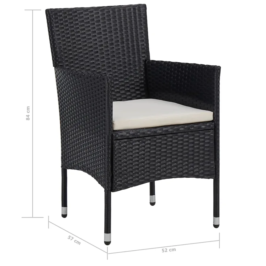 Ensemble à manger d'extérieur 5pcs Noir Résine tressée et verre - 9