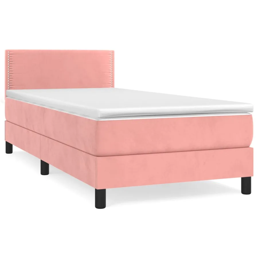Sommier à lattes de lit avec matelas Rose 100x200 cm Velours - 2