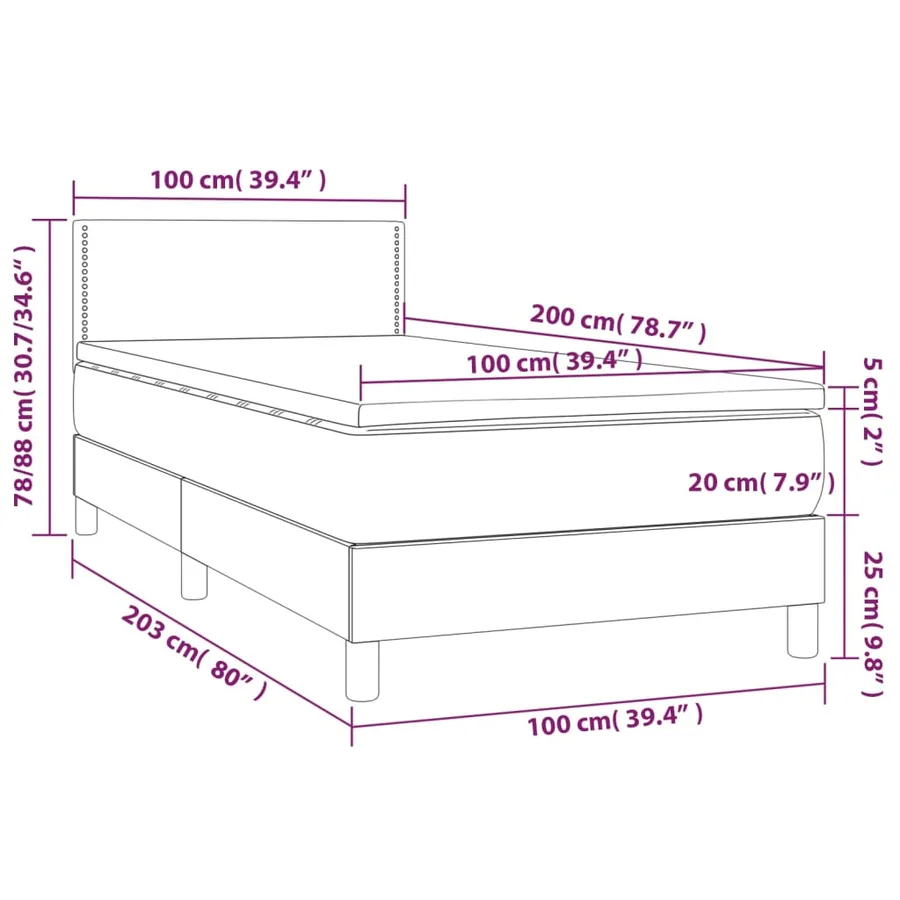 Sommier à lattes de lit avec matelas Rose 100x200 cm Velours - 7