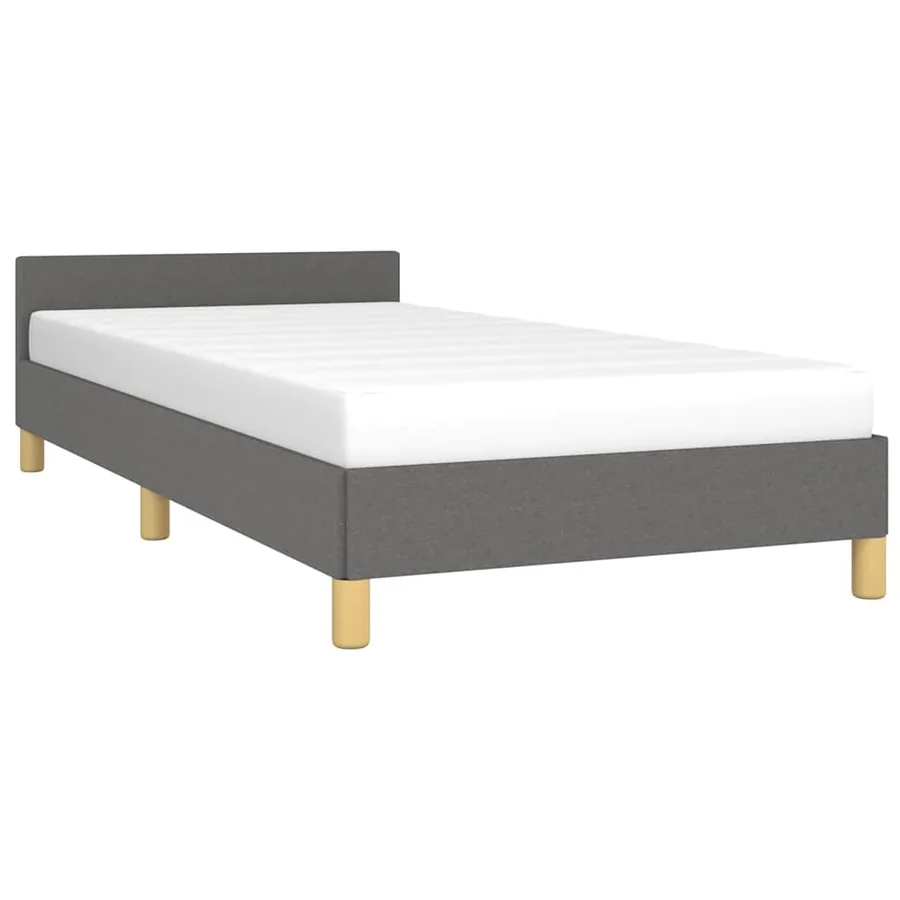 Cadre de lit sans matelas gris foncé 90x190 cm tissu - 3