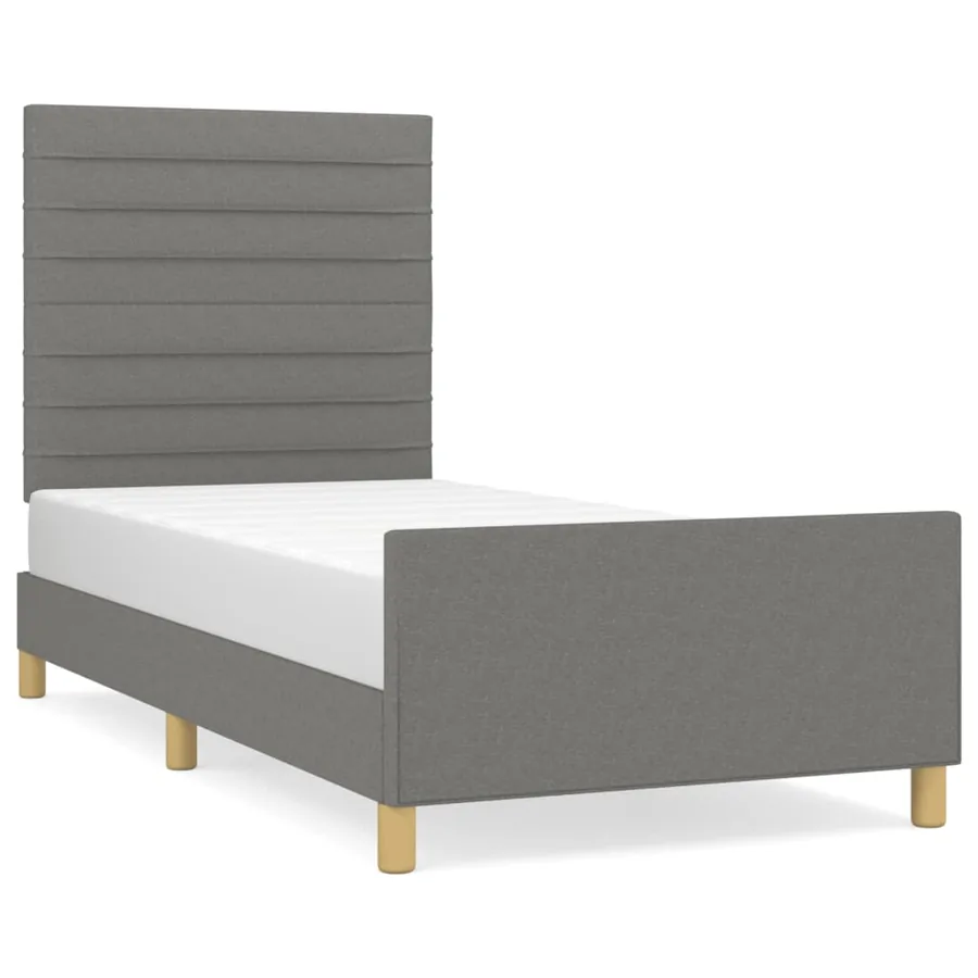 Cadre de lit sans matelas gris foncé 90x190 cm tissu - 2