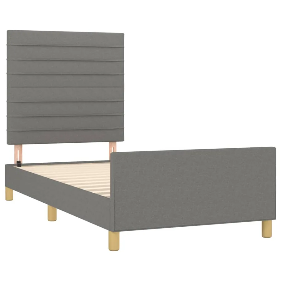 Cadre de lit sans matelas gris foncé 90x190 cm tissu - 4