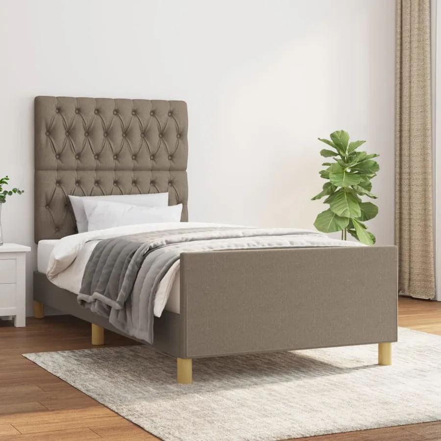 Cadre de lit sans matelas taupe 90x190 cm tissu