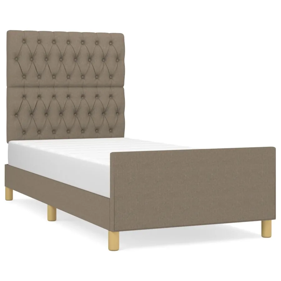 Cadre de lit sans matelas taupe 90x190 cm tissu - 2