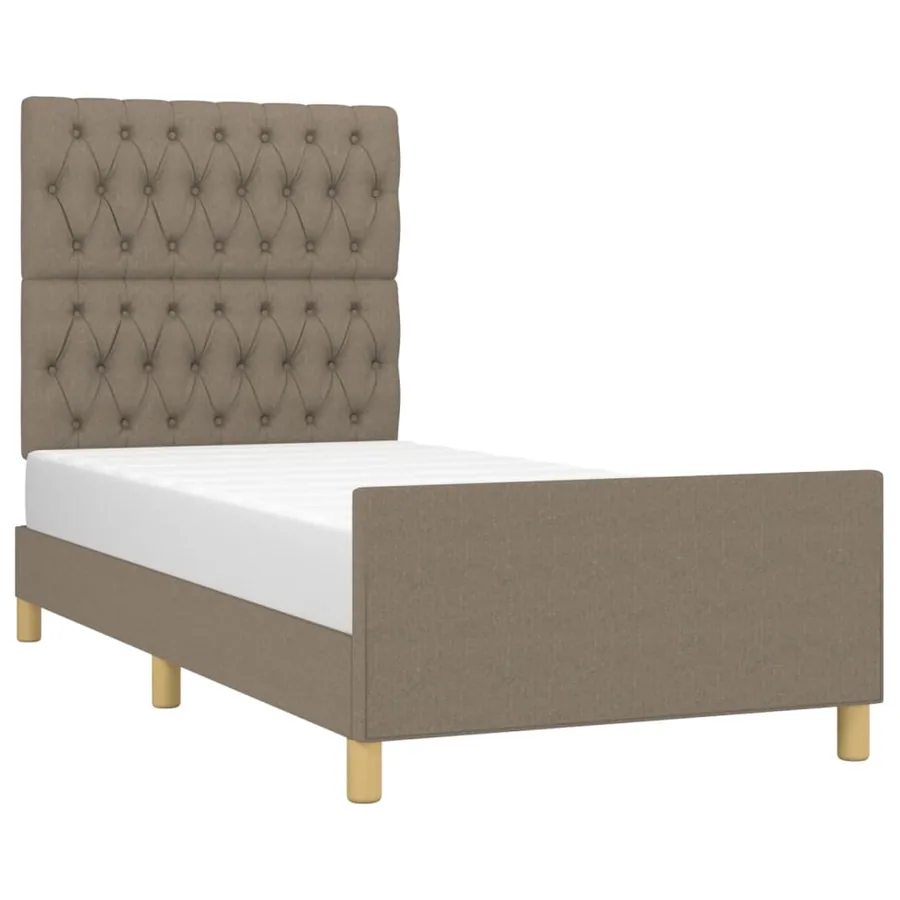 Cadre de lit sans matelas taupe 90x190 cm tissu - 3