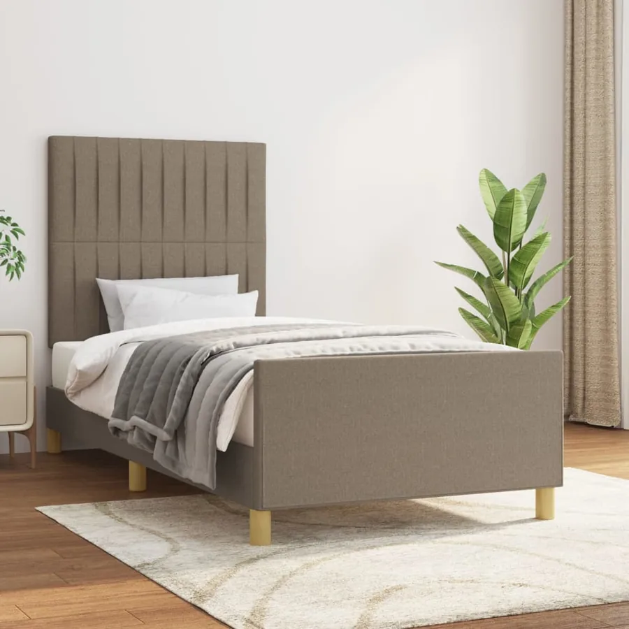 Cadre de lit sans matelas taupe 90x190 cm tissu
