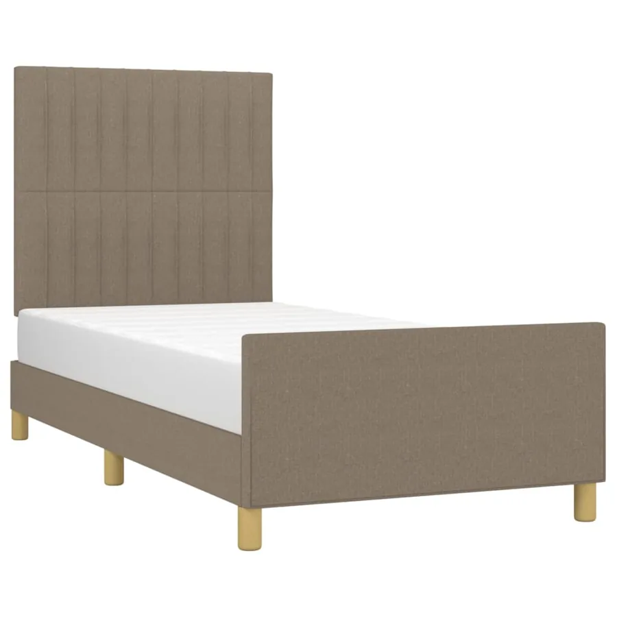 Cadre de lit sans matelas taupe 90x190 cm tissu - 3