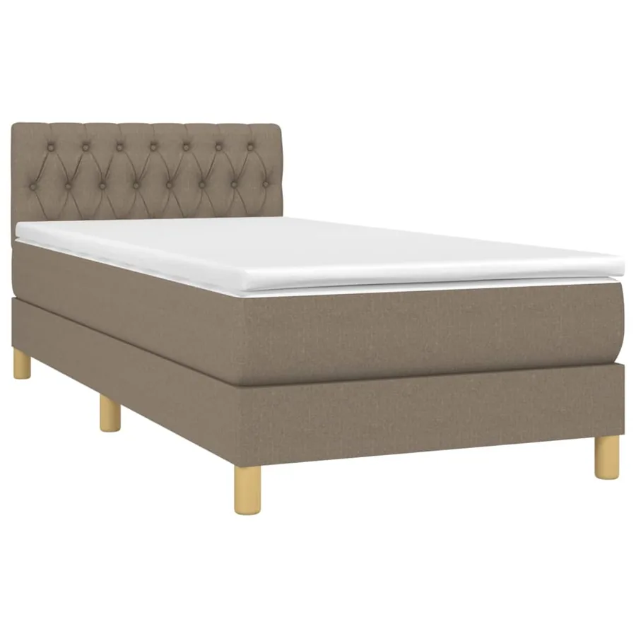 Sommier à lattes de lit avec matelas LED Taupe 90x200 cm Tissu - 3