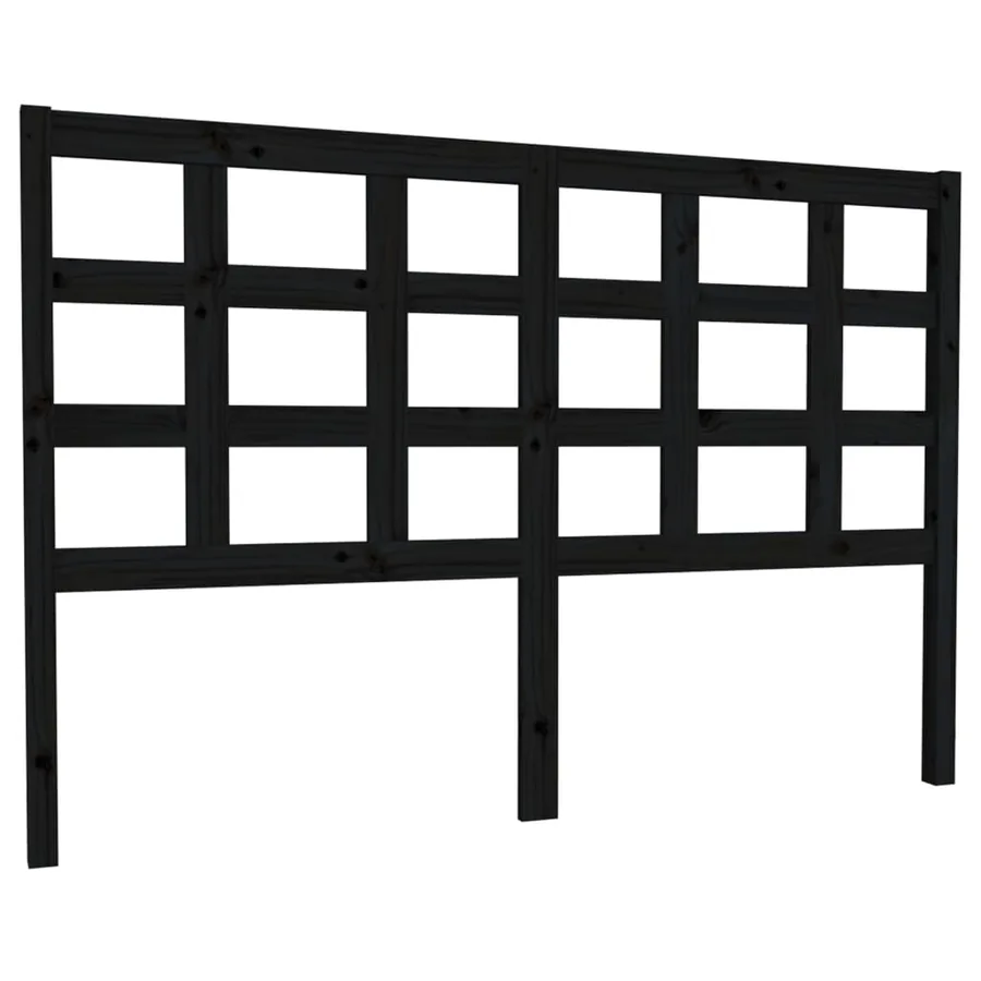 Tête de lit Noir 145,5x4x100 cm Bois massif de pin - 2