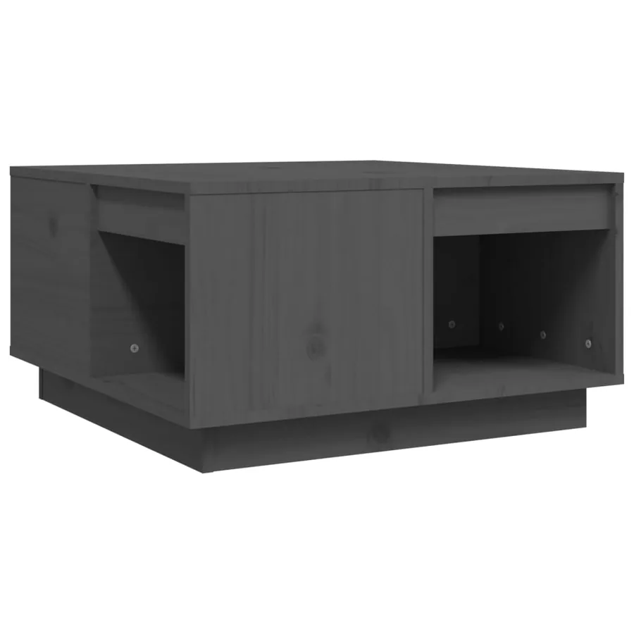 Table basse Gris 60x61x32,5 cm Bois massif de pin - 2