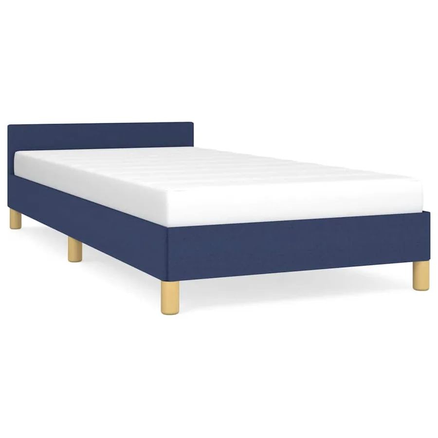 Cadre de lit avec tête de lit sans matelas bleu 90x190 cm tissu - 2