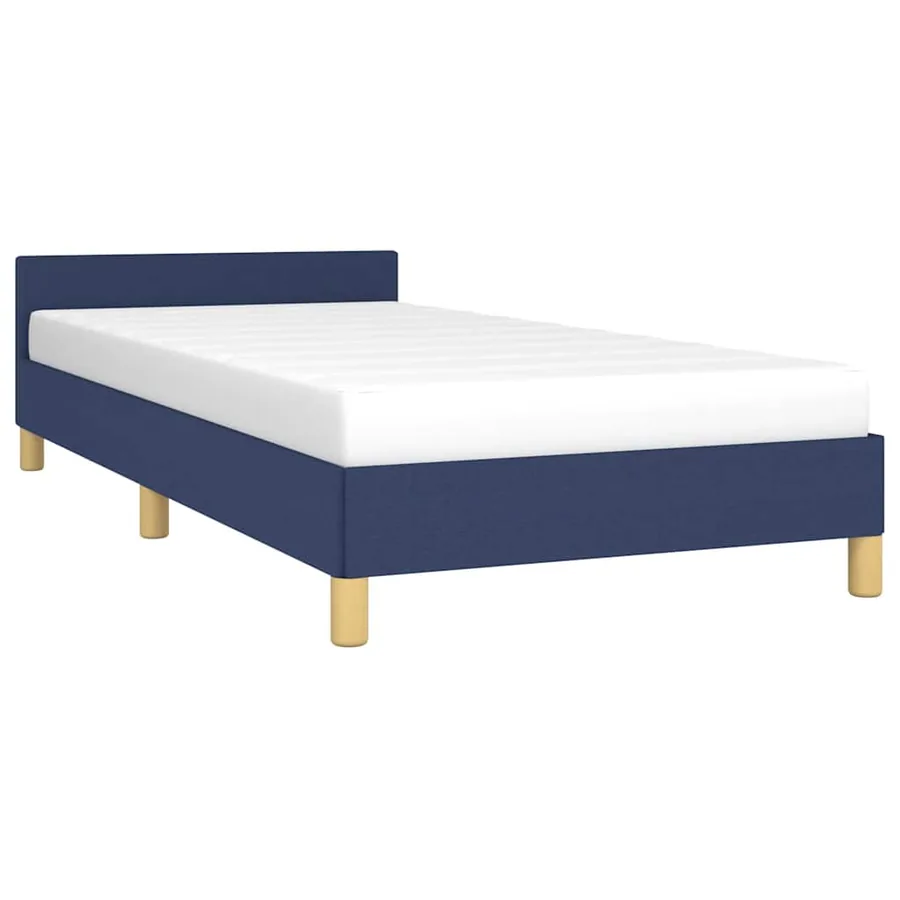 Cadre de lit avec tête de lit sans matelas bleu 90x190 cm tissu - 3