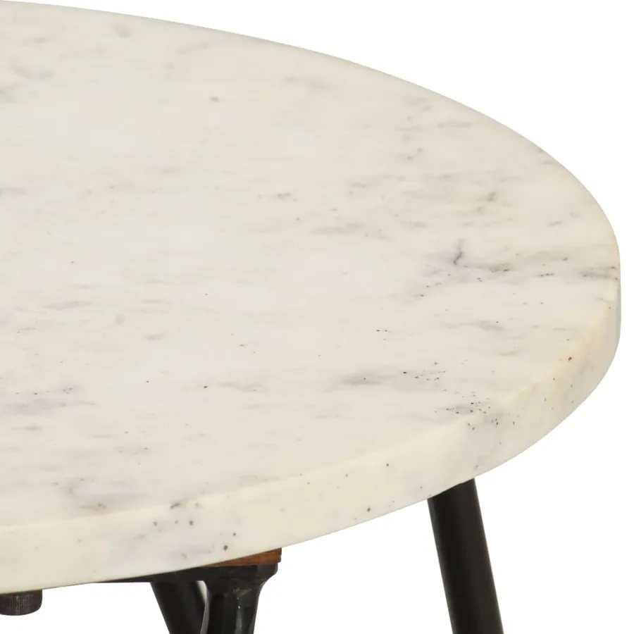 Table basse Blanc 40x40x40 cm Pierre véritable texture marbre - 3