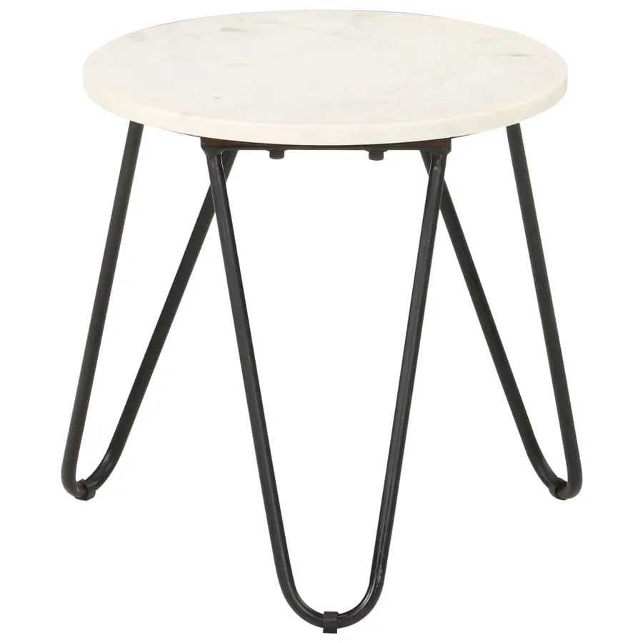 Table basse Blanc 40x40x40 cm Pierre véritable texture marbre - 4
