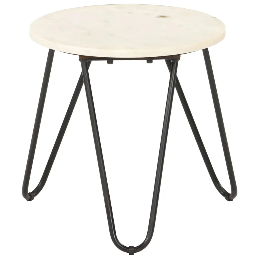 Table basse Blanc 40x40x40 cm Pierre véritable texture marbre - 5