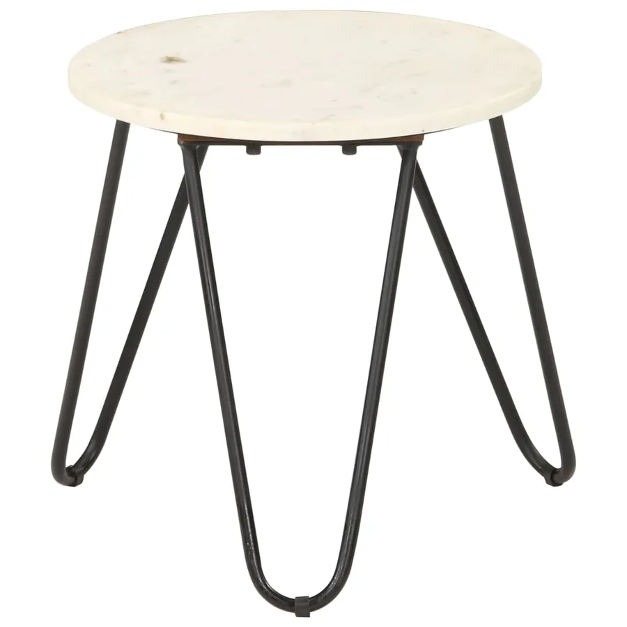 Table basse Blanc 40x40x40 cm Pierre véritable texture marbre - 6