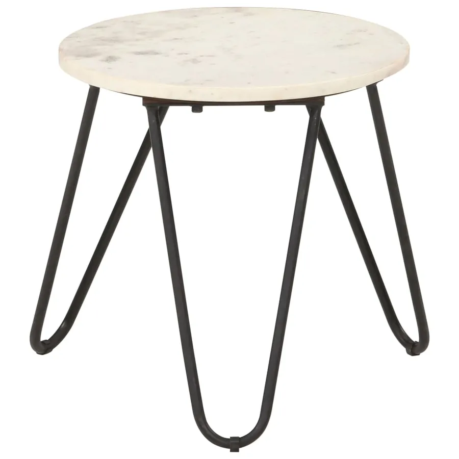 Table basse Blanc 40x40x40 cm Pierre véritable texture marbre - 7