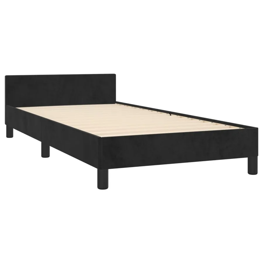 Cadre de lit sans matelas noir 90x200 cm velours - 5