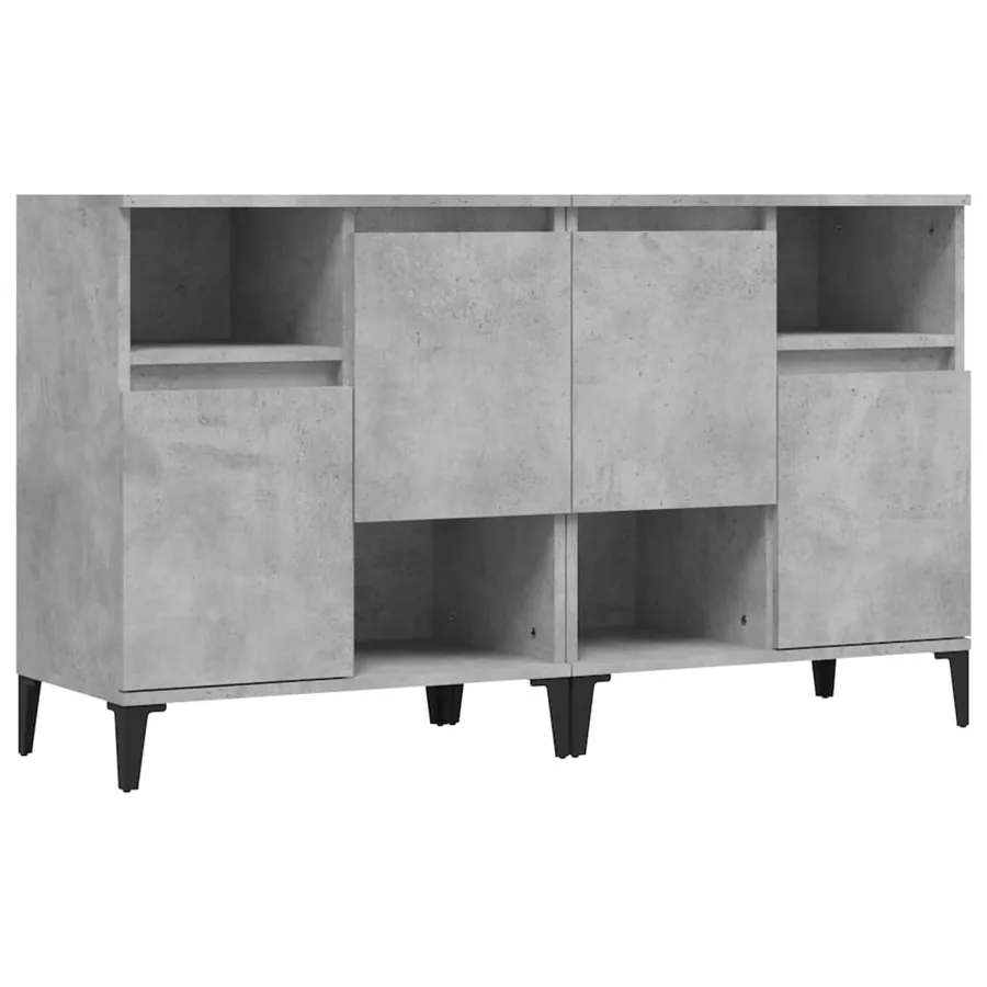 Buffets 2 pcs gris béton 60x35x70 cm bois d'ingénierie - 2