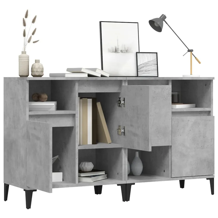 Buffets 2 pcs gris béton 60x35x70 cm bois d'ingénierie - 4