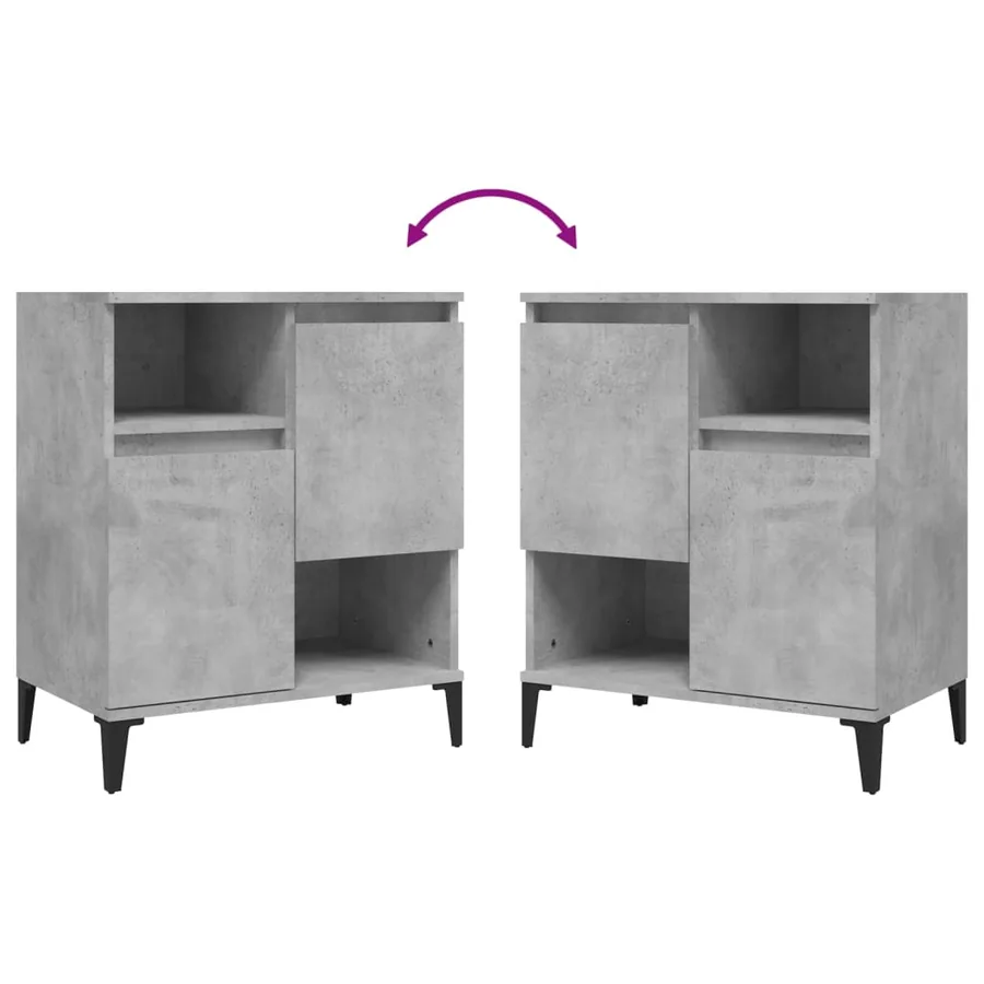 Buffets 2 pcs gris béton 60x35x70 cm bois d'ingénierie - 7