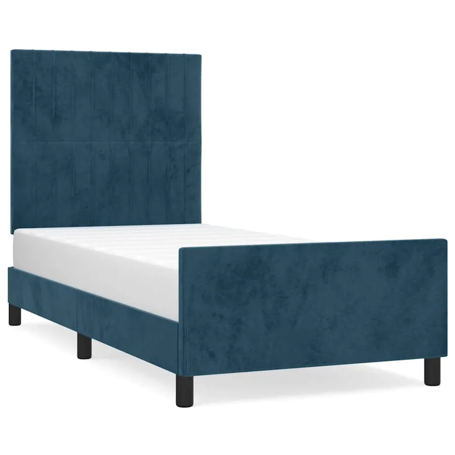 Cadre de lit sans matelas bleu foncé 100x200 cm velours - 2