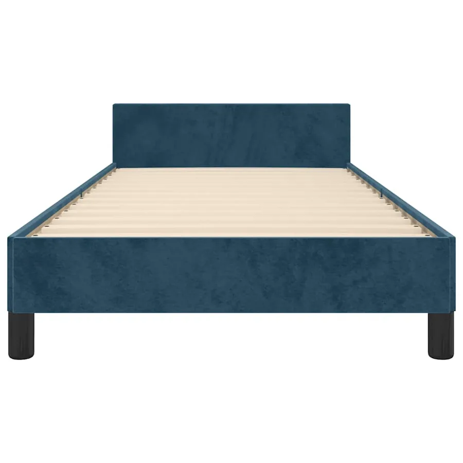 Cadre de lit sans matelas bleu foncé 100x200 cm velours - 6