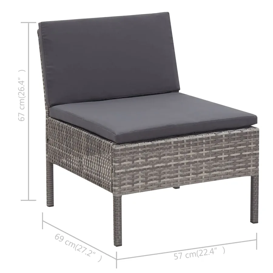 Salon de jardin 3 pcs avec coussins Résine tressée Gris - 10