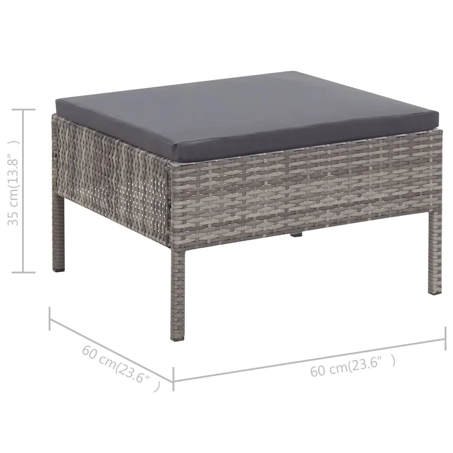 Salon de jardin 3 pcs avec coussins Résine tressée Gris - 11