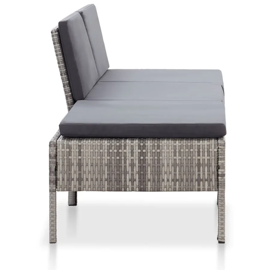 Salon de jardin 3 pcs avec coussins Résine tressée Gris - 3