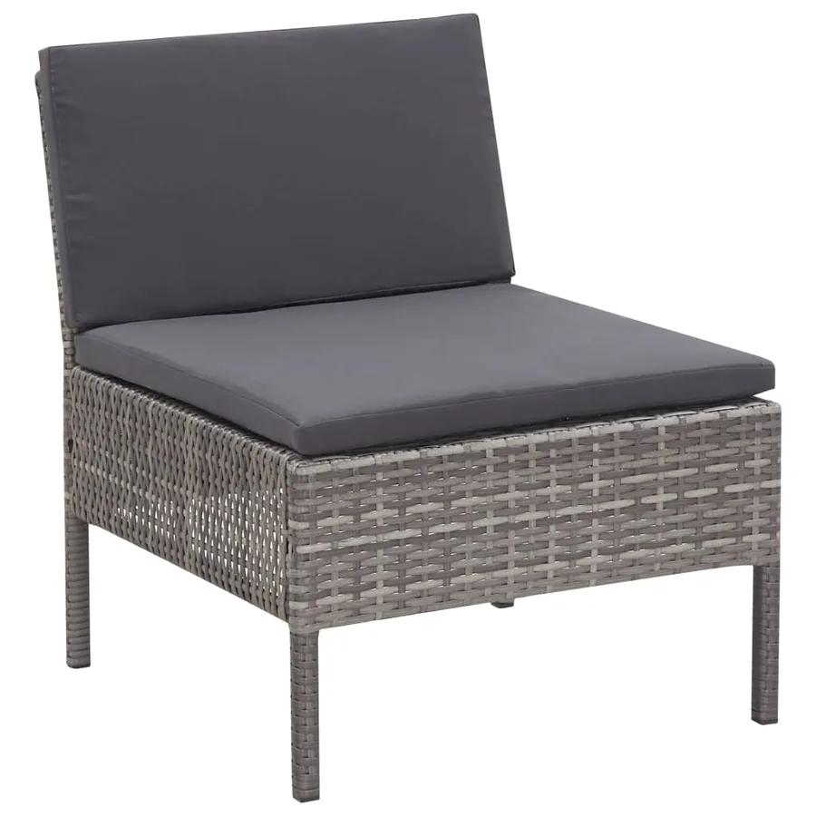 Salon de jardin 3 pcs avec coussins Résine tressée Gris - 4