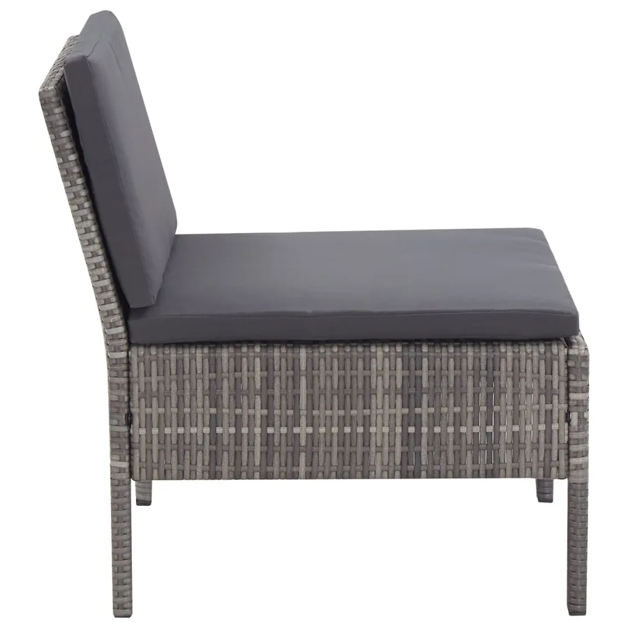 Salon de jardin 3 pcs avec coussins Résine tressée Gris - 5