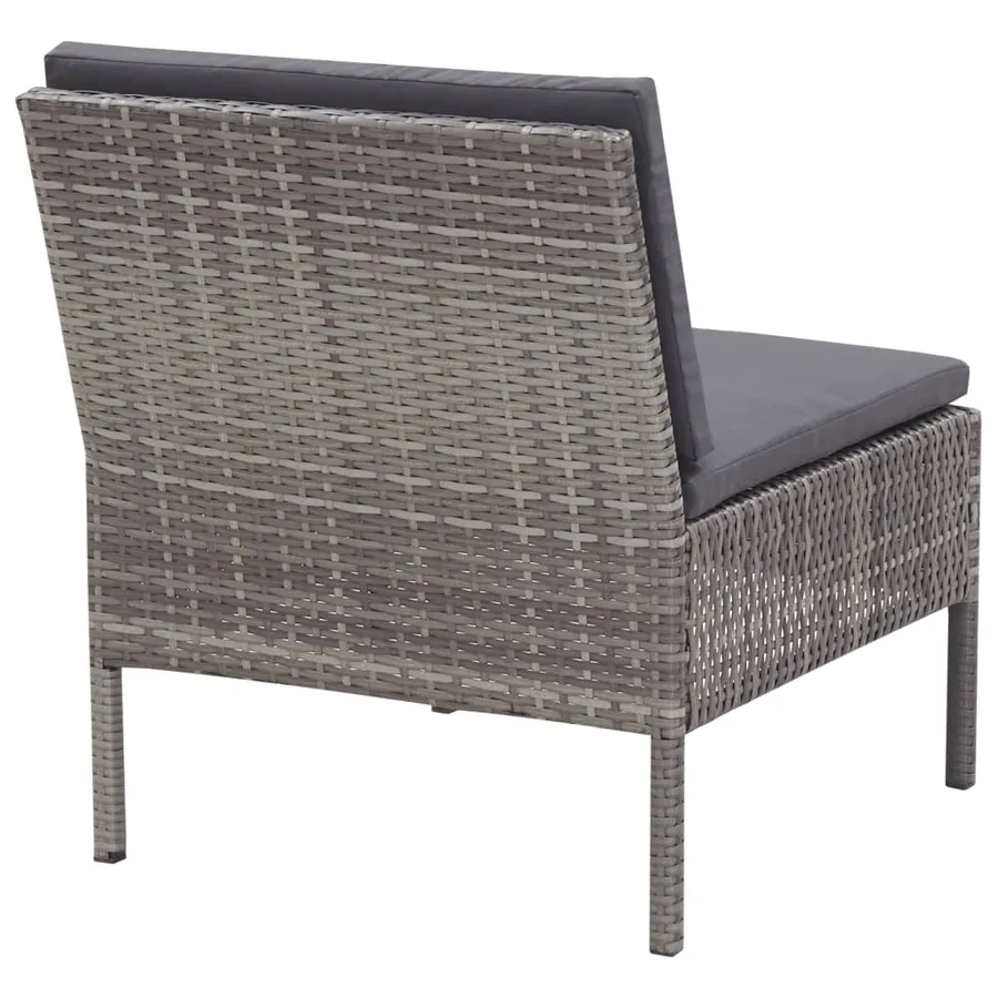 Salon de jardin 3 pcs avec coussins Résine tressée Gris - 6