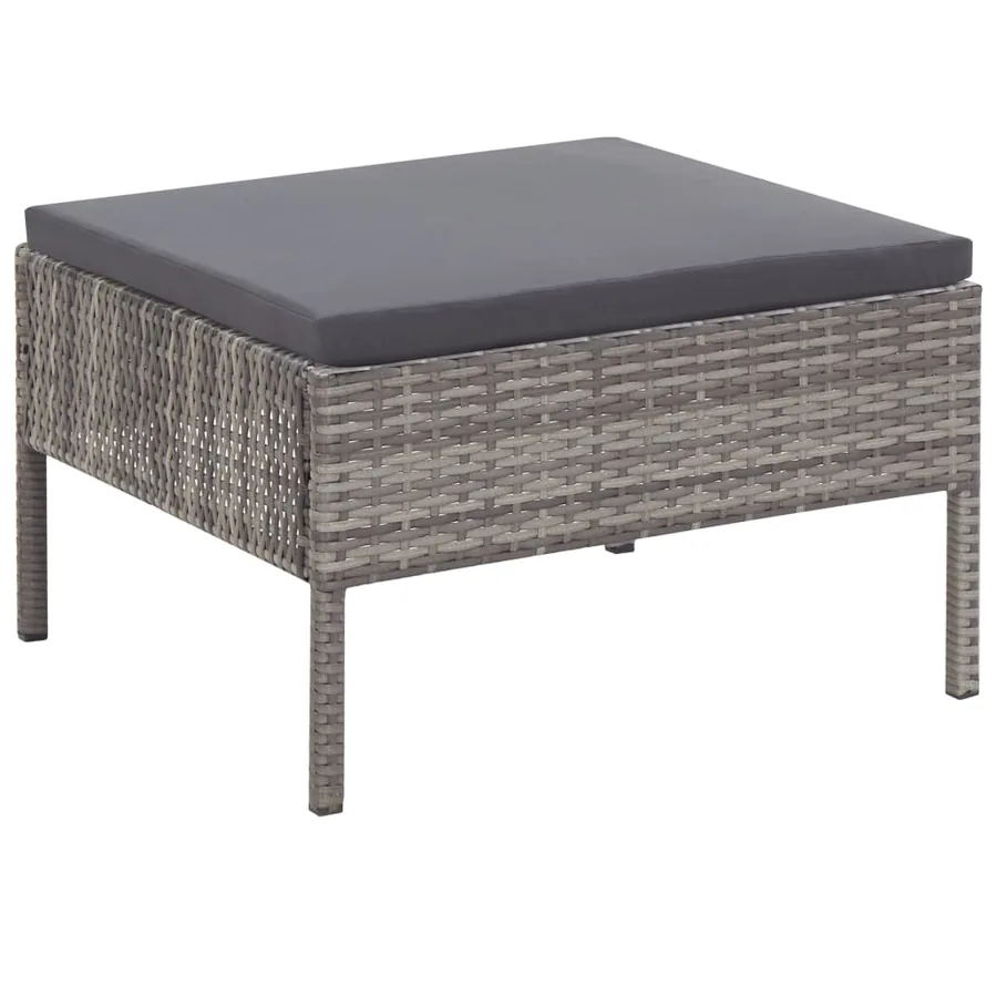 Salon de jardin 3 pcs avec coussins Résine tressée Gris - 7