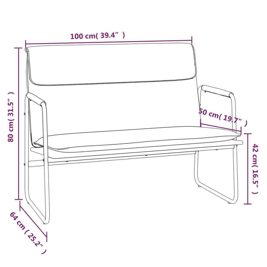 Banc Crème 100x64x80 cm Tissu - 8